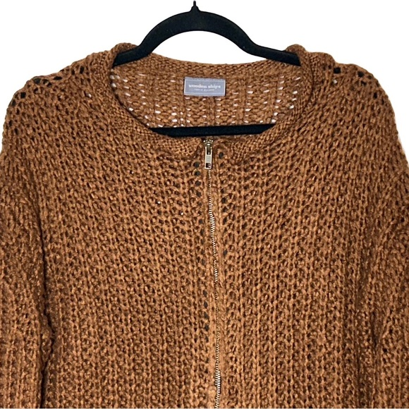 Wooden Ships Tara Zip Bomber Cardi in Brown, Size Medium-Large - Picture 4 of 13